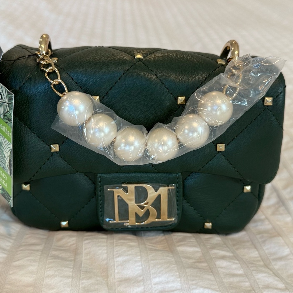 Badgley Mischka Dark Green Mini Bag with Gold Details